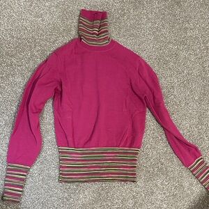 Missoni Fuchsia and Striped Turtleneck Sweater